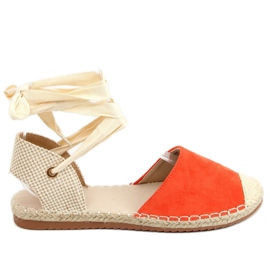 Espadrile portocalii H-107 Portocalii legate cu glezne bej portocale