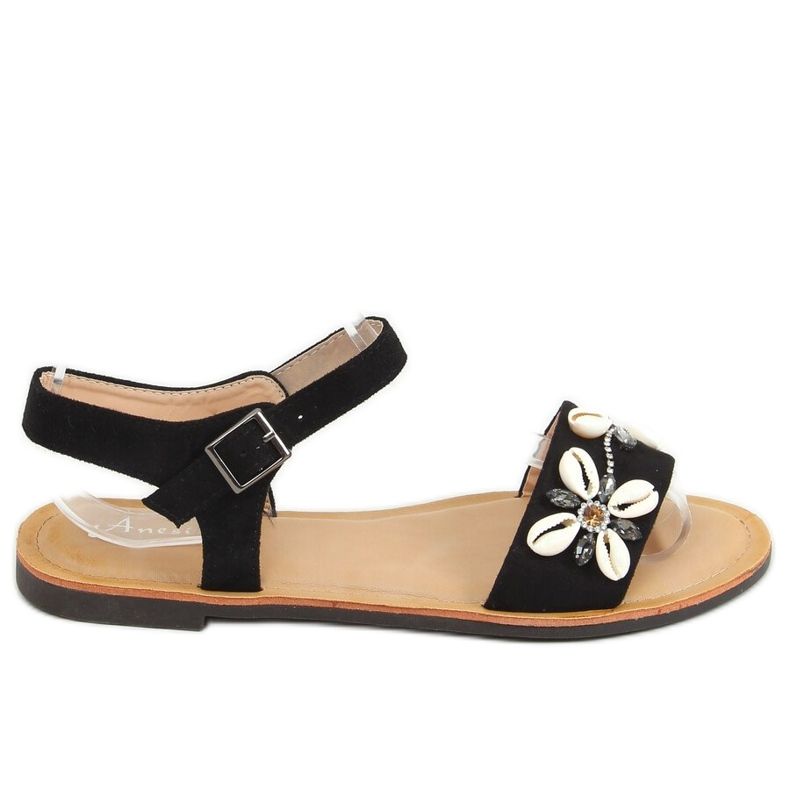 Sandale negre M78 negre cu scoici negru
