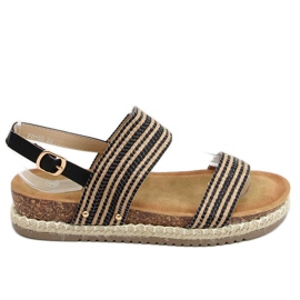 Sandale espadrile negre FD-50 Negru bej