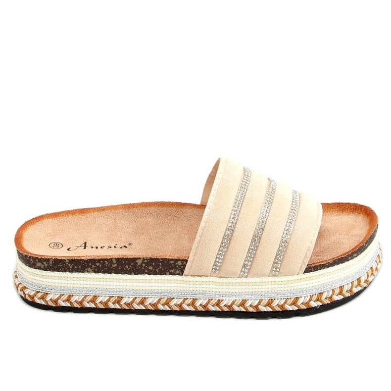 Papuci pe talpa decorată N-96 Bej