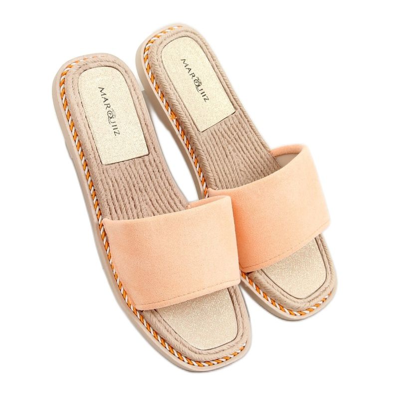 Papuci de damă din caise din piele de căprioară 1096 Portocaliu multicolor