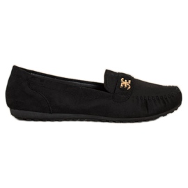 Fama Mocasini din piele de căprioară cu ornament negru