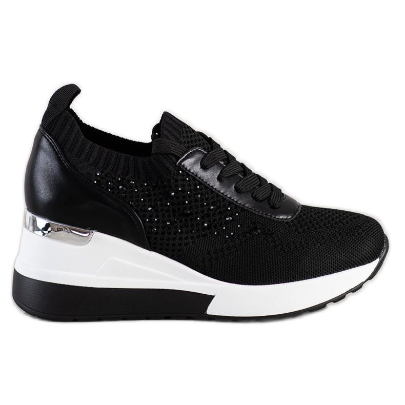 SHELOVET Adidași cu pană cu cristale negru