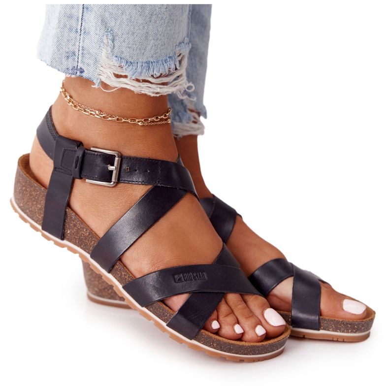 Sandale negre pe talpa de plută Big Star DD274A009 negru