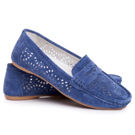 S.Barski Mocasini de damă cu piele ajurată Blue Salem Salem albastru marin S.Barski Mocasini de damă cu piele ajurată Blue Salem Salem albastru marin