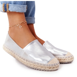 Espadrile din piele pe talpă împletită Big Star HH274504 Argintiu