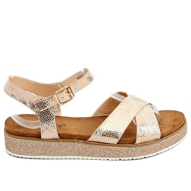 Sandale dama șampanie 100-139SA-1 Șampanie multicolor roz