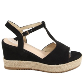 Espadrile negre pe pene WX-08 Negru