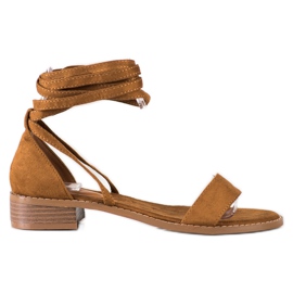 Goodin Sandale legate cu piele de căprioară maro Goodin Sandale legate cu piele de căprioară maro
