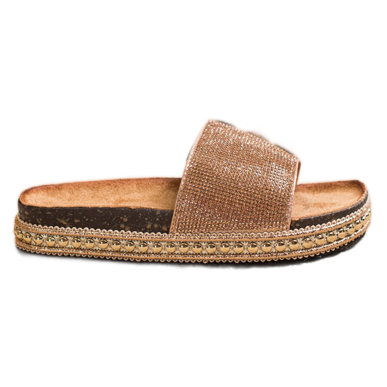 SHELOVET Papuci de cristal de moda de aur