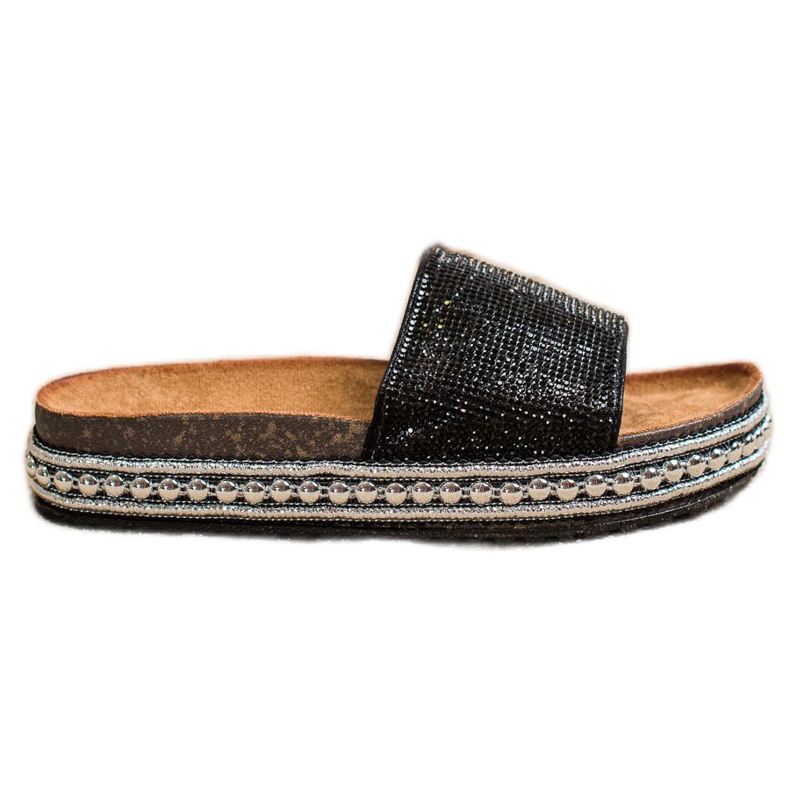 SHELOVET Papuci de cristal de moda negru