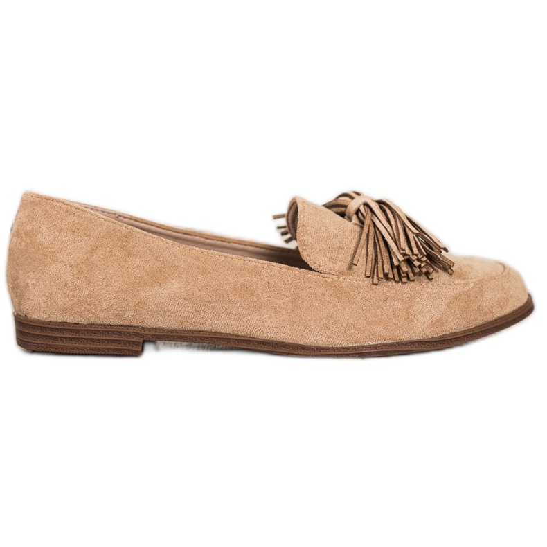 Evento Domnii din piele de căprioară cu franjuri bej