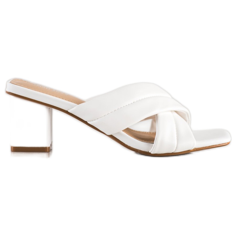 Small Swan Papuci eleganți din piele ecologică alb