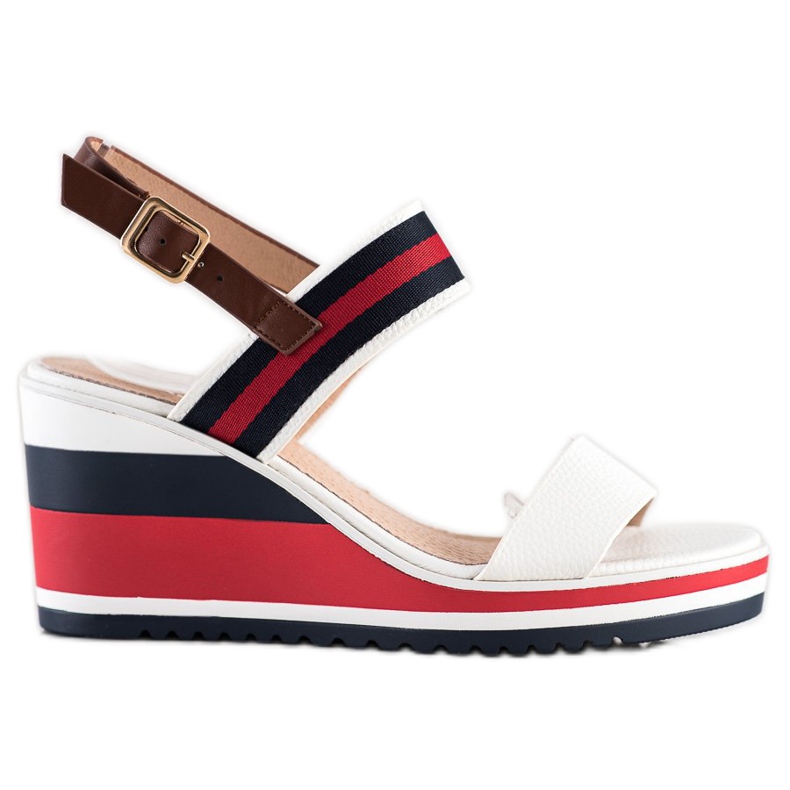 Filippo Sandale cu pană cu dungi multicolor Filippo Sandale cu pană cu dungi multicolor