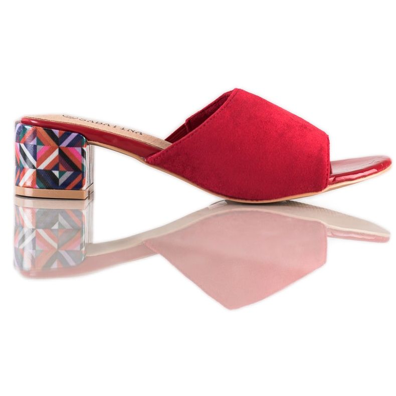 Sabatina Papuci cu toc modelat roșu
