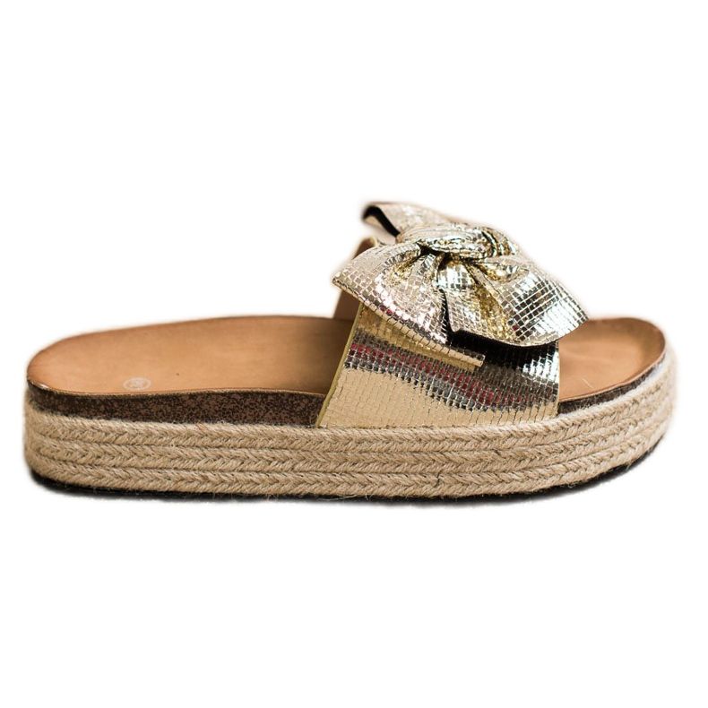 SHELOVET Papuci Strălucitori Cu Arc de aur