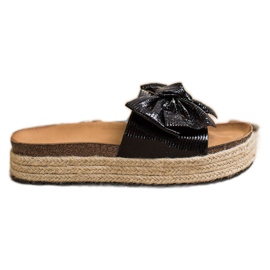 SHELOVET Flip-Flops-uri lucioase cu arc negru SHELOVET Flip-Flops-uri lucioase cu arc negru