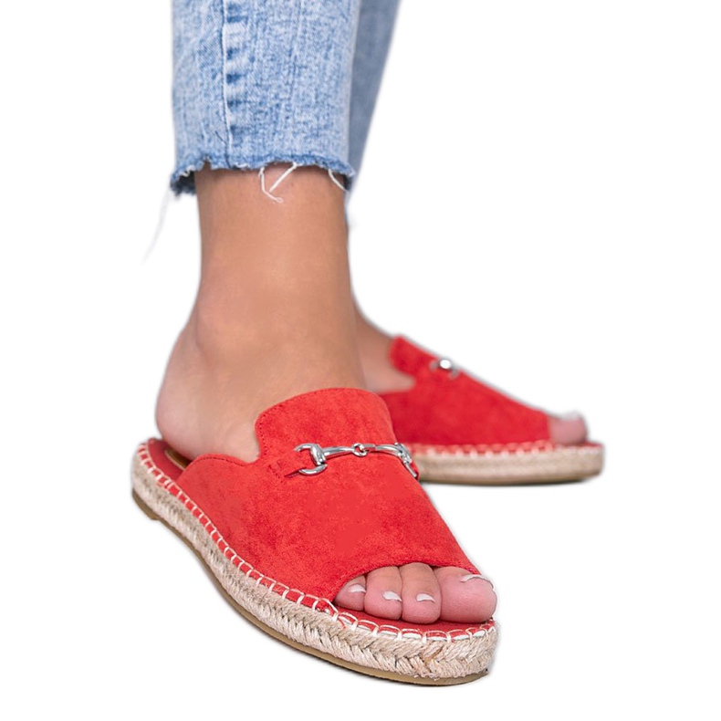 Papuci roșii cu cataramă Roseau roșu