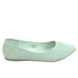 Balerini din piele de căprioară netedă celadon CC212P Verde