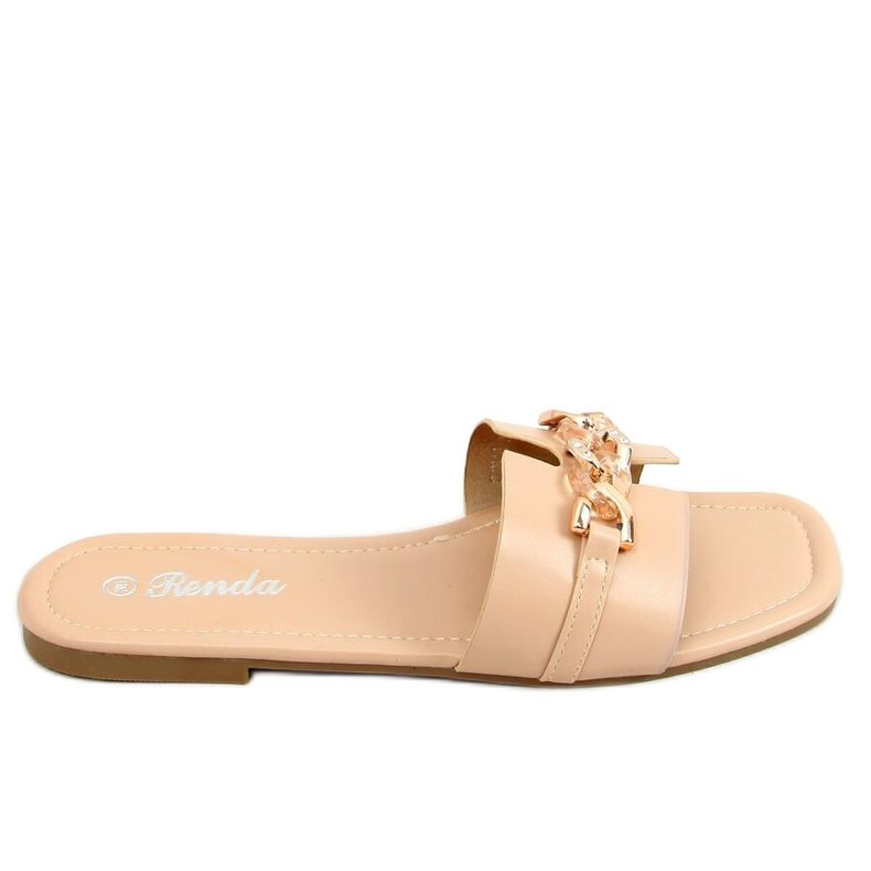 Papuci bej cu lanț decorativ 35-230 Bej