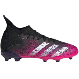 Ghete de fotbal Adidas Predator Freak.3 Fg Jr FW7530 alb, negru, roz negru