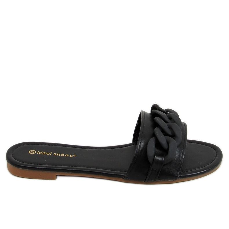 Papuci negri cu lanț 7857 Negru Papuci negri cu lanț 7857 Negru