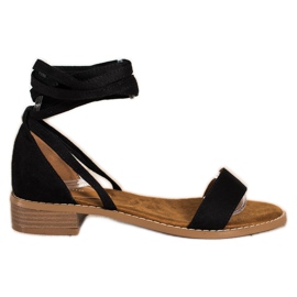 Goodin Sandale legate cu piele de căprioară negru Goodin Sandale legate cu piele de căprioară negru