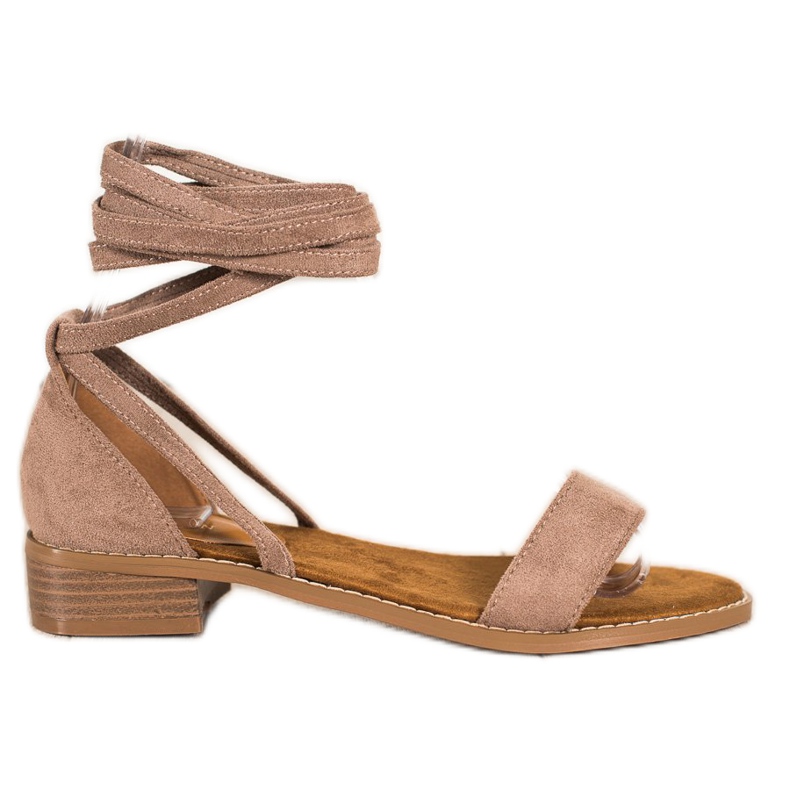 Goodin Sandale legate cu piele de căprioară maro