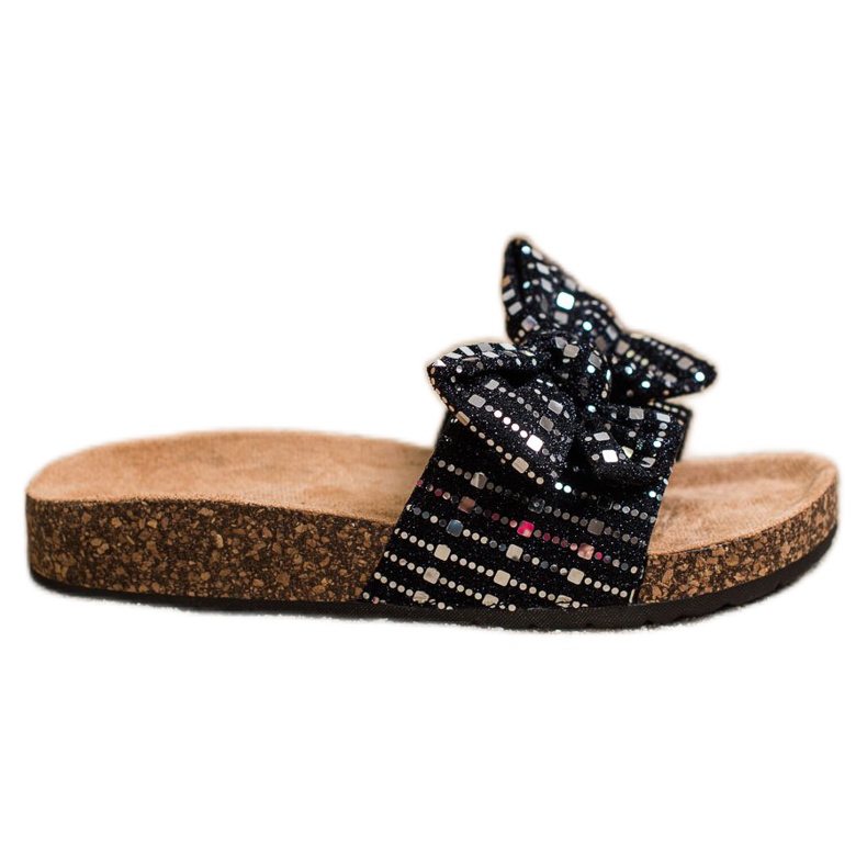 SHELOVET Papuci Glitter Cu Arc negru