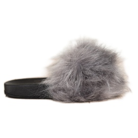 SHELOVET Papuci eleganți cu blană gri SHELOVET Papuci eleganți cu blană gri