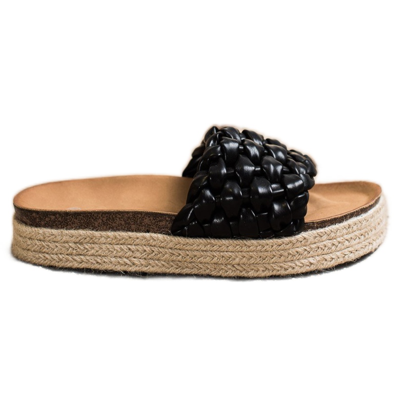 SHELOVET Espadrile împletite Flip-Flops negru