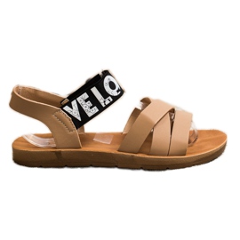 SHELOVET Sandale cu piele ecologică Love maro SHELOVET Sandale cu piele ecologică Love maro