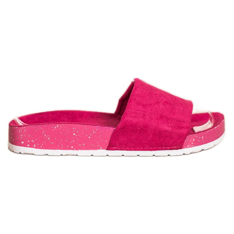 SHELOVET Flip-flops din piele intoarsa la moda roz