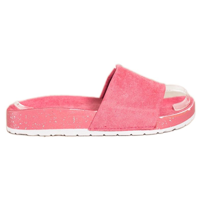 SHELOVET Flip-flops din piele intoarsa la moda roz