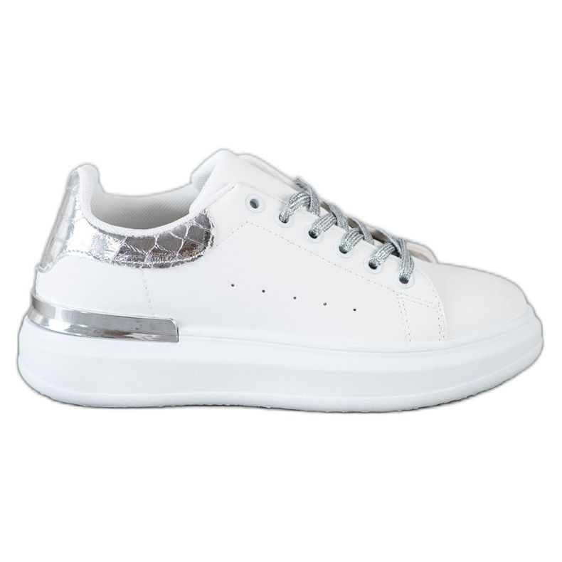 SHELOVET Adidași cu șireturi sclipici alb