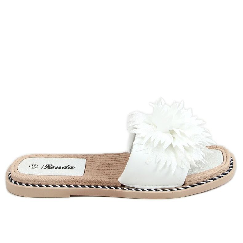 Papuci albi cu flori 35-218 Alb