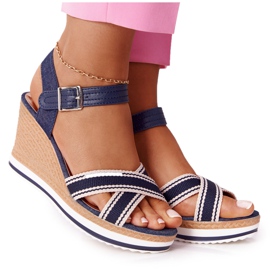 PG1 Sandale Wedge Blue Wave Sea Wave albastru marin PG1 Sandale Wedge Blue Wave Sea Wave albastru marin