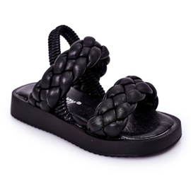 FR1 Sandale pentru copii cu cutie-plăcintă neagră cu nervuri negru FR1 Sandale pentru copii cu cutie-plăcintă neagră cu nervuri negru