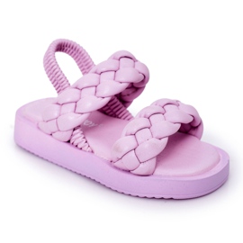 FR1 Sandale pentru copii cu cutie-plăcintă violet cu nervuri FR1 Sandale pentru copii cu cutie-plăcintă violet cu nervuri