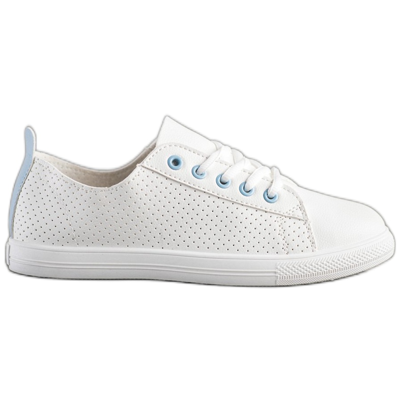 SHELOVET Adidași ajurati cu piele ecologică alb