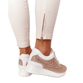 Adidași cu pană cu paiete Lu Boo Beige bej alb Adidași cu pană cu paiete Lu Boo Beige bej alb