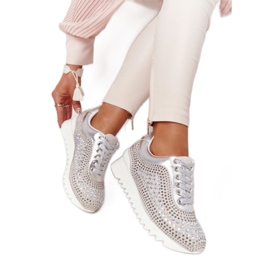 Adidași cu pană cu paiete Lu Boo Silver argint Adidași cu pană cu paiete Lu Boo Silver argint