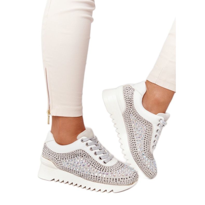 Adidași cu pană cu paiete Lu Boo Grey gri