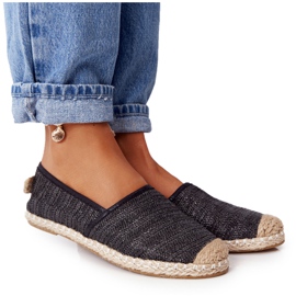Espadrile negre pe talpă de paie Lu Boo negru Espadrile negre pe talpă de paie Lu Boo negru