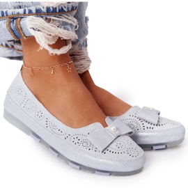 Balerini albaștri ecologici din piele Rio Flore albastru argint Balerini albaștri ecologici din piele Rio Flore albastru argint