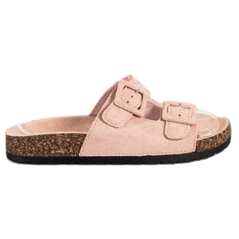 SHELOVET Papuci confortabili cu catarame roz