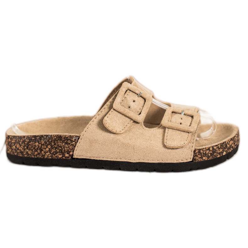 SHELOVET Papuci confortabili cu catarame bej