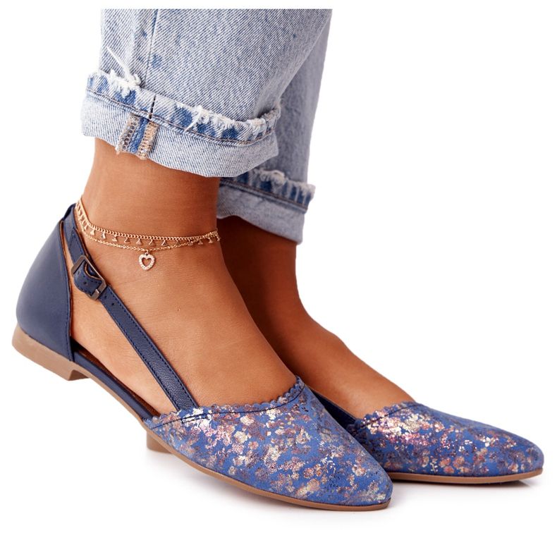 Balerini din piele albastru maro Maciejka 4972A-17 albastru marin