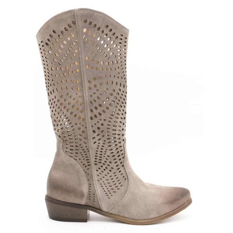 Exousite Cizme de piele ajurată pentru femei 1229 gri