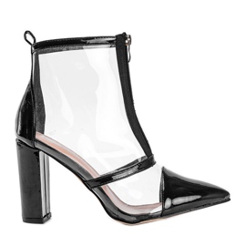 Cizme pe stâlp cu partea superioară transparentă Kiki negru Cizme pe stâlp cu partea superioară transparentă Kiki negru